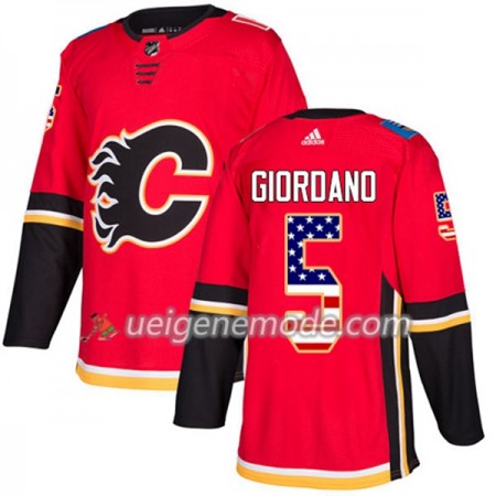 Herren Eishockey Calgary Flames Trikot Mark Giordano 5 Adidas 2017-2018 Rot USA Flag Fashion Authentic